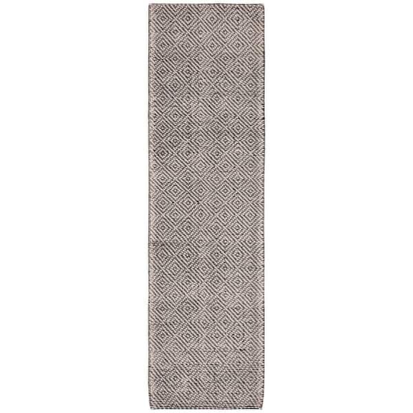 Vermont 2 ft. x 6 ft. Ivory/Black Diamond Two-Tone Runner Rug