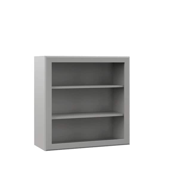 Hampton Bay Designer Series Elgin Assembled 30x30x12 in. Wall Open Shelf Kitchen Cabinet in Heron Gray