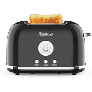2-Slice Stainless Steel Retro Cute Bread Toaster with 6 Bread Shade Settings, Bagel Cancel Defrost Reheat Function