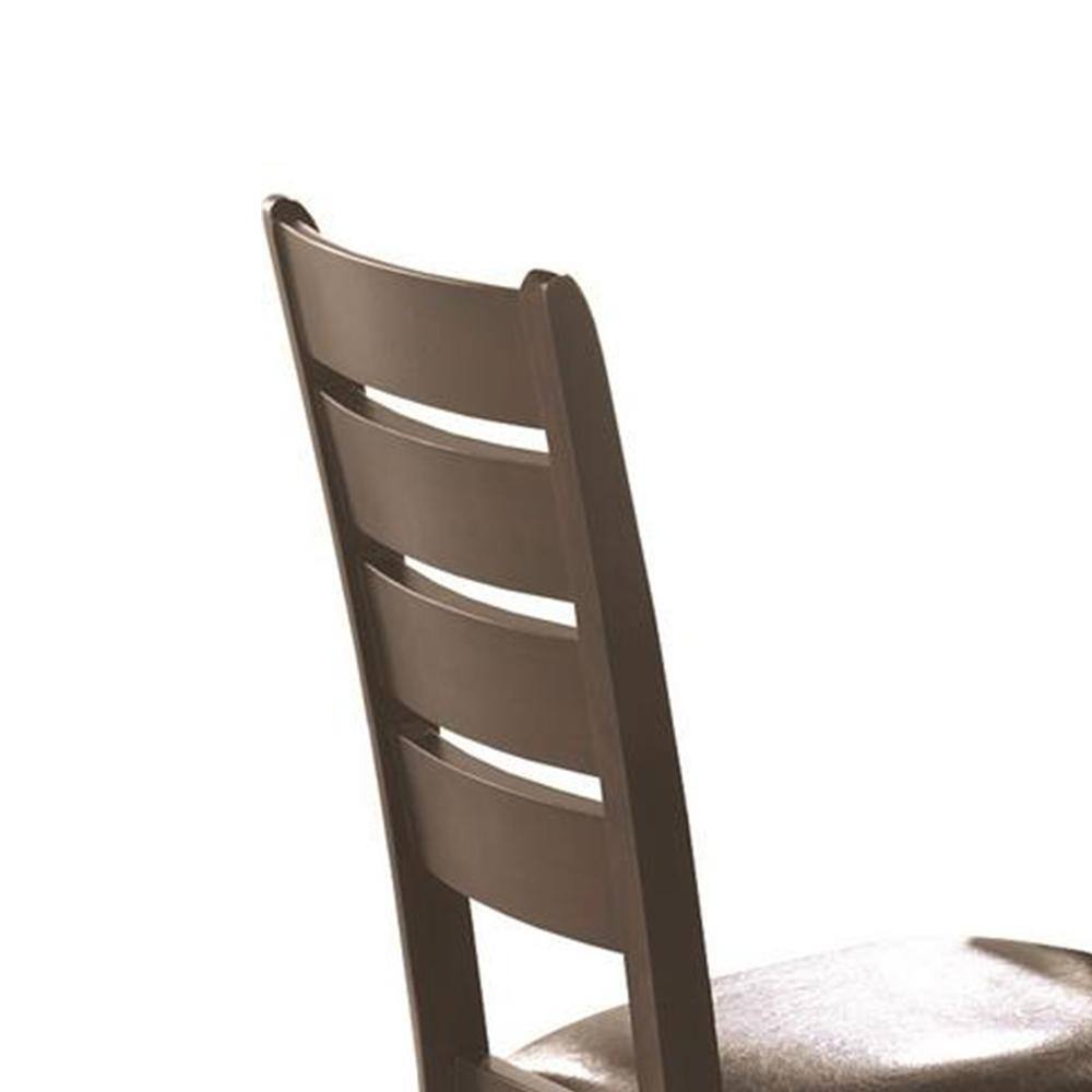 Cappuccino Brown Maple & Leather Upholstered Dining Side Chair