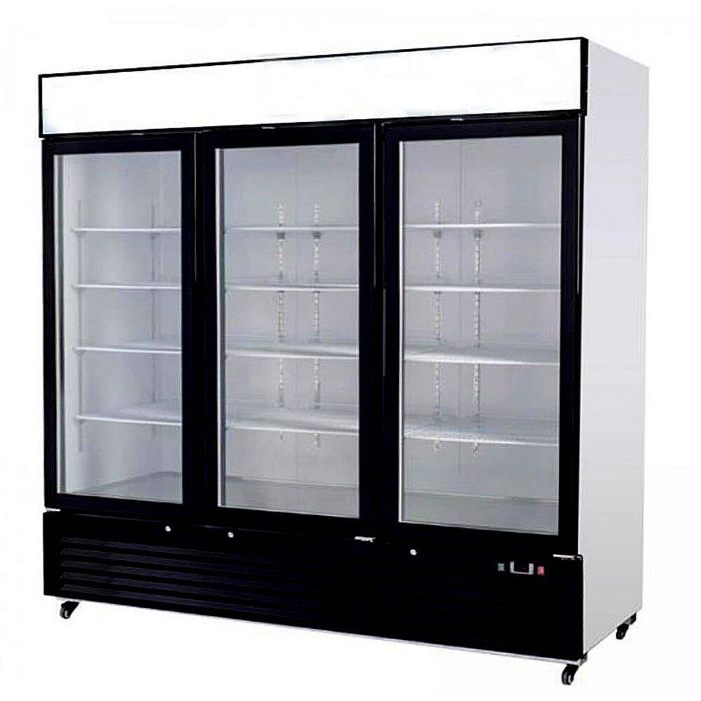 Cooler Depot 76 in. 58 cu. ft. Commercial 3 Glass Doors Refrigerator Merchandiser in White
