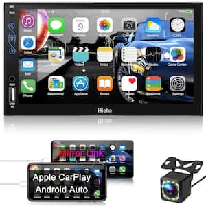 7 in. Touch Screen Double Din Car Stereo w Bluetooth, MP5 Player,AV Input,SWC Compatible w AppleCarplay, AndroidAuto