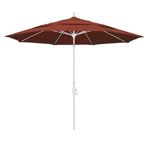11 ft. Fiberglass Collar Tilt Double Vented Patio Umbrella in Terracotta Olefin