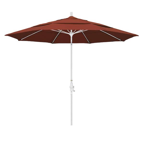 California Umbrella 11 ft. Fiberglass Collar Tilt Double Vented Patio Umbrella in Terracotta Olefin