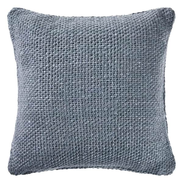 Unbranded Wendy Frost Blue Woven Solid Casual Textured Poly-Fill 20 in. x 20 in. Indoor Throw Pillow