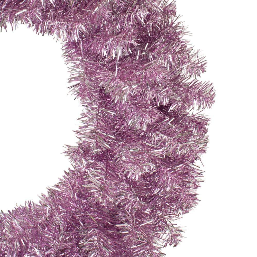 24" Pink Metallic Artificial Tinsel Christmas Wreath