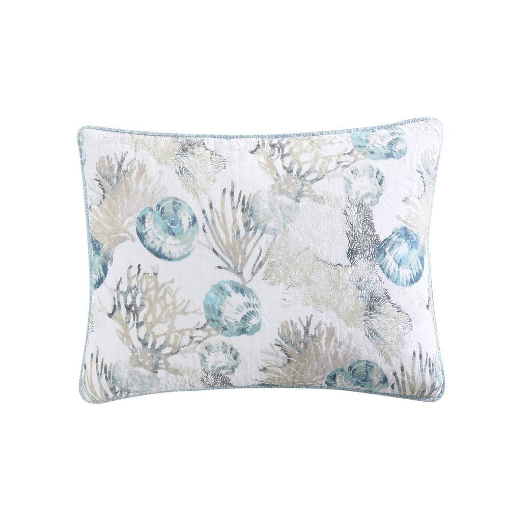 King Size Blue Cotton Reversible Quilt Set