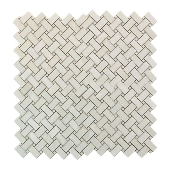 Apollo Tile (Sample) Alabaster Gray 4-in x 4-in Matte Marble Basketweave Patterned Wall Tile