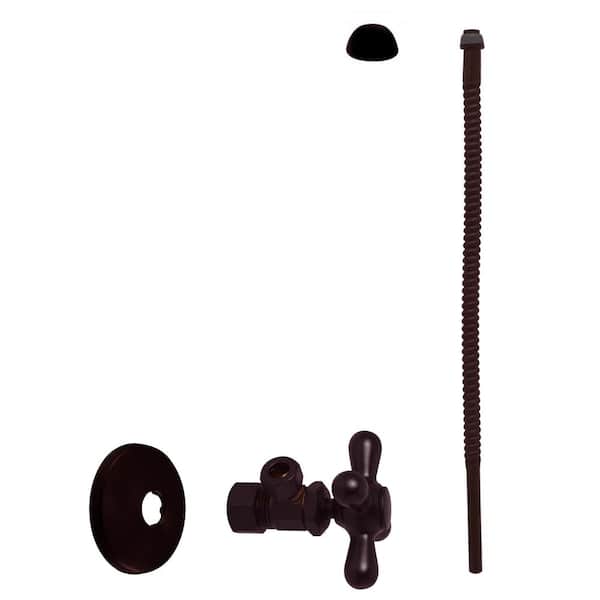 Westbrass 5/8 in. x 3/8 in. OD x 15 in. Corrugated Supply Line Kit with Cross Handle Angle Shut Off Valve, Oil Rubbed Bronze