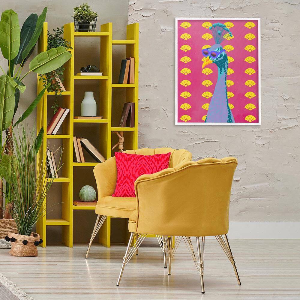 Vibrant Mod Peacock by Marcus Prime White Framed Animal Giclee Art Print 30 in. x 24 in. price history on PriceWatchPro