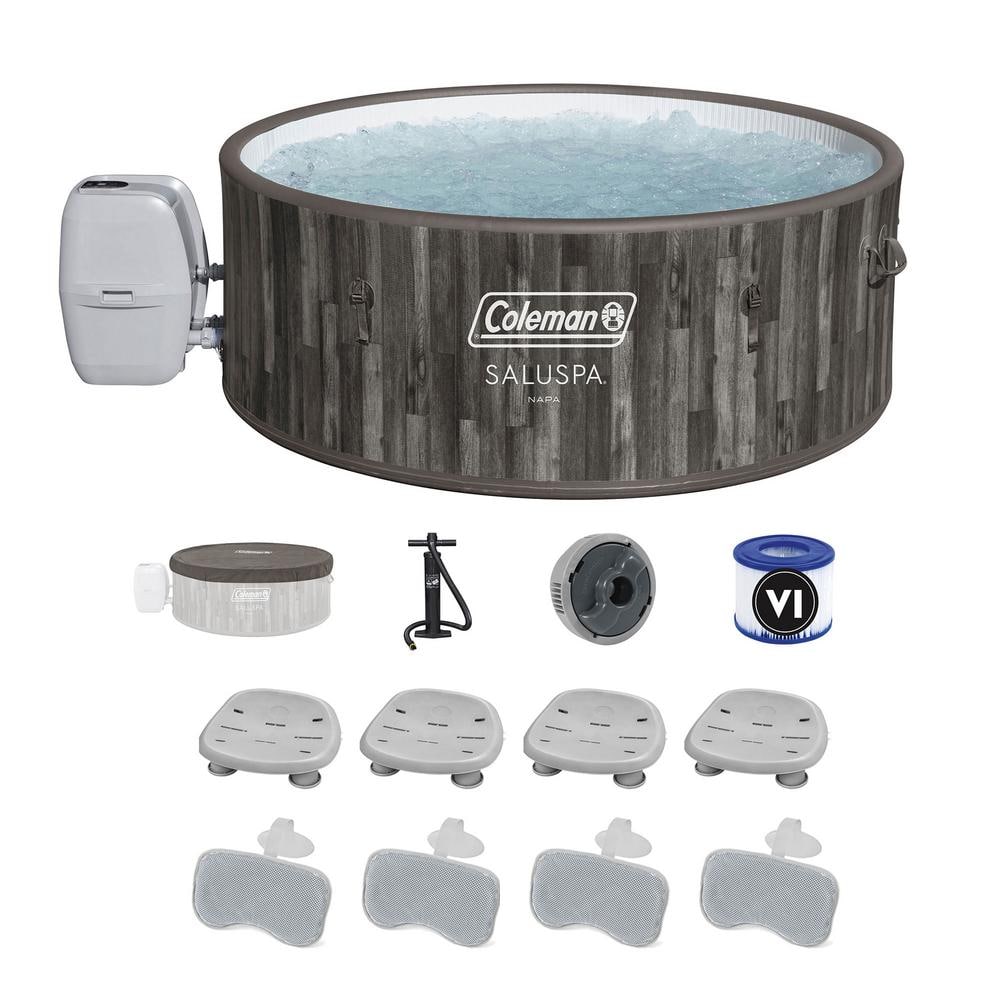 Coleman 7-Person Hot Tub with 4-Pack Bestway SaluSpa Seat and 4 ...