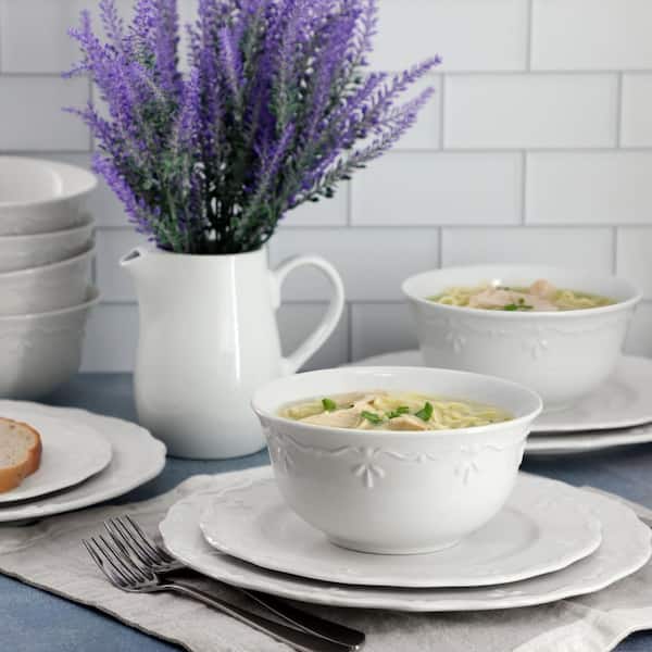 Elama Henryi 18 Piece Porcelain Dinnerware Set in White 985121983M