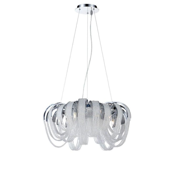 Eurofase Sage Collection 5-Light Chrome and Clear Chandelier with Crystal Shade