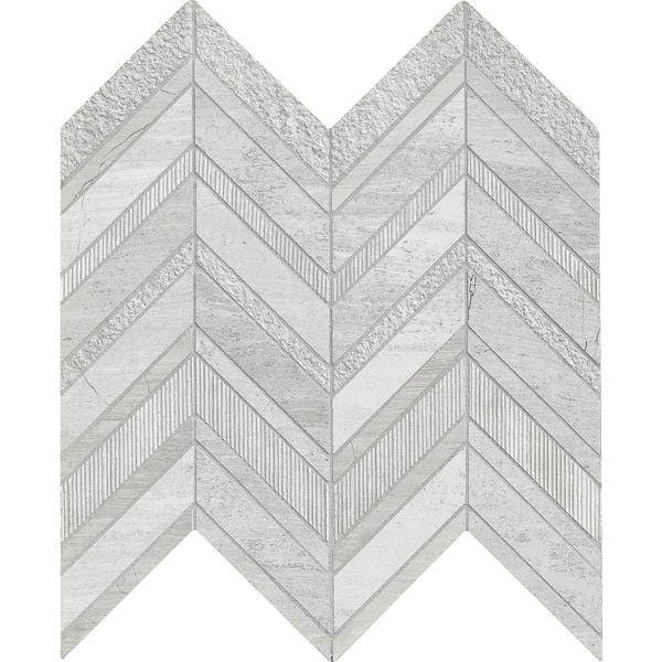 Msi White Quarry Chevron 12 In X 12 In X 10 Mm Textured Marble Mesh Mounted Mosaic Floor And Wall Tile 1 Sq Ft Wq Chevron The Home Depot