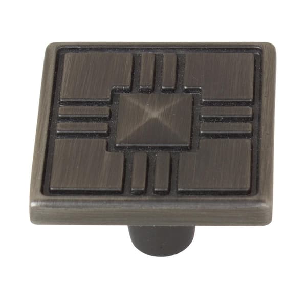 GlideRite 1-1/4 in. Satin Pewter Craftsman Collection Square Cabinet Knobs (10-Pack)