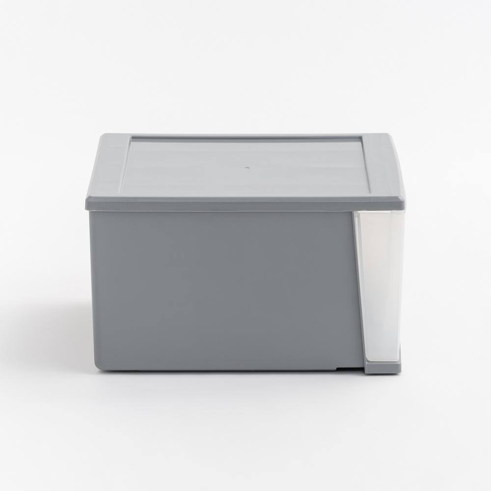 White Plastic Stackable Storage Drawers, Set of 3
