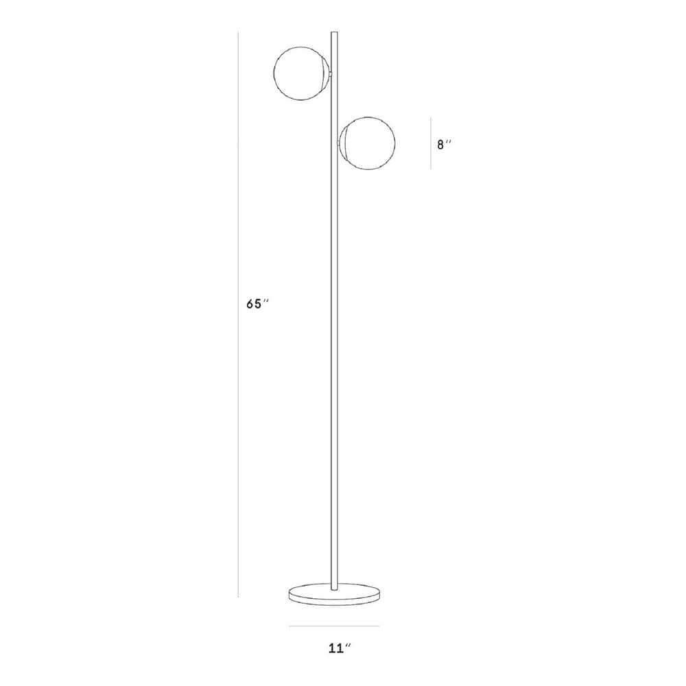 Brightech Sphere Kids 65" Black LED Floor Lamp with Frosted Globes