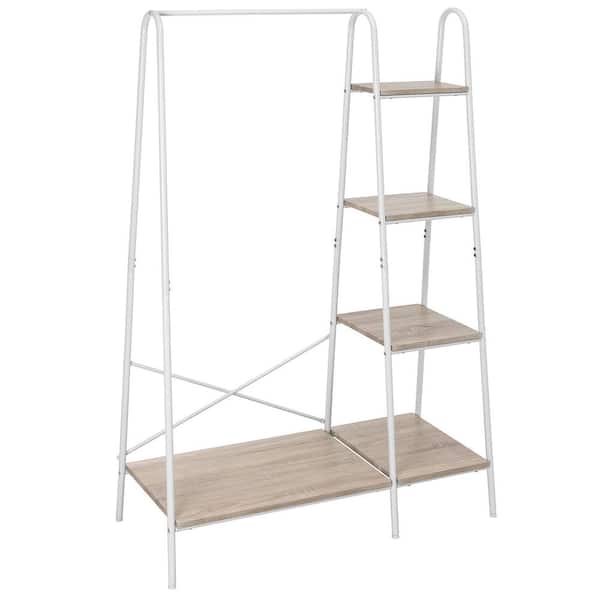 Unbranded White Metal Garment Clothes Rack 40 in. W x 63 in. H