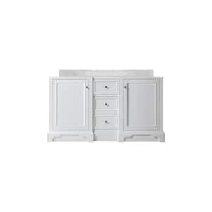 De Soto 61.3 in. W x 23.5 in.D x 36.3 in. H Double Bath Vanity in Bright White with Marble Top in Carrara White