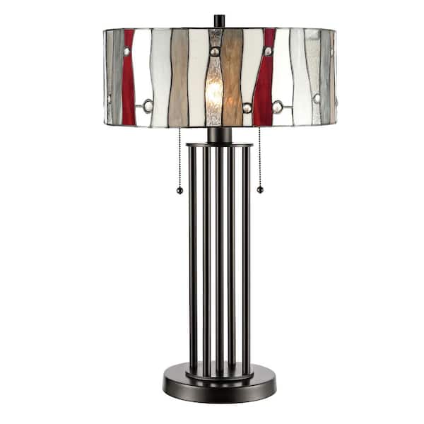 Dale Tiffany Aston 27 in. Bronze Table Lamp with Hand Rolled Art Glass Shade