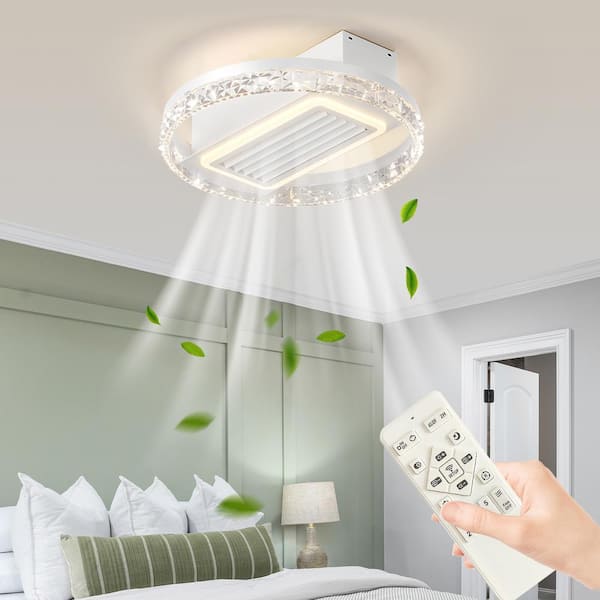 19.7 in. Bladeless Dimmable LED Indoor Ceiling Fan with Remote Control for Kitchen, Dining room, Bedroom in White