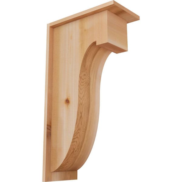 Ekena Millwork 7-1/2 in. x 14 in. x 26 in. Western Red Cedar Del Monte Smooth Corbel with Backplate