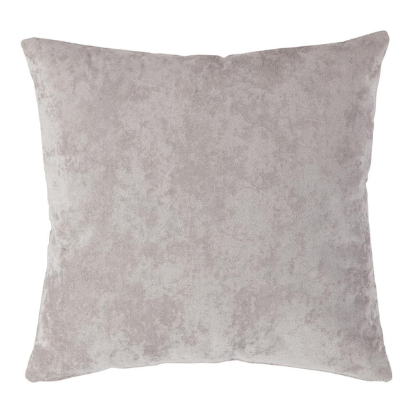 Greendale Home Fashions Solid Ash Velvet 20 in. x 20 in. Square Throw Pillow