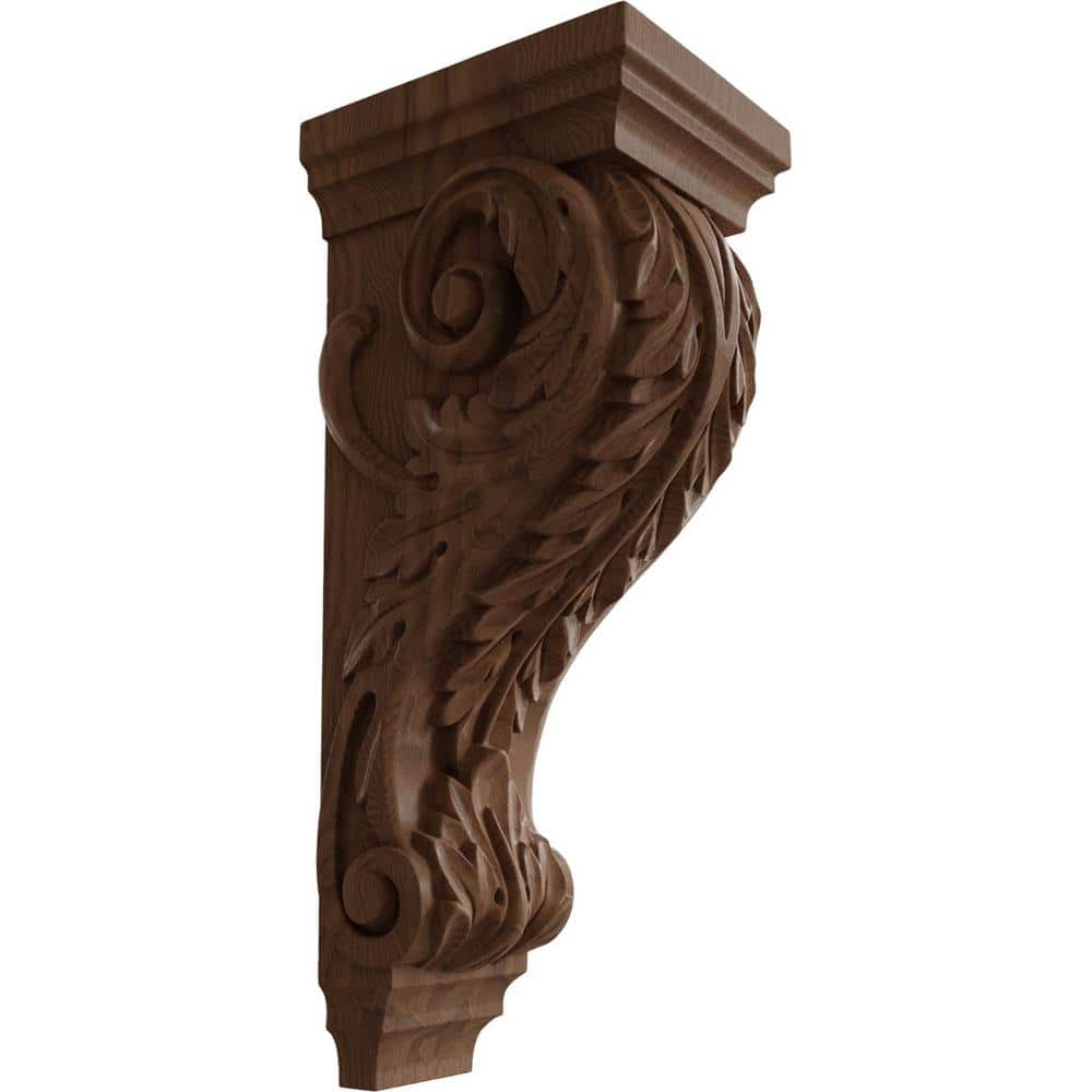 Mahogany Hand-Carved Extra Large Acanthus Wood Corbel