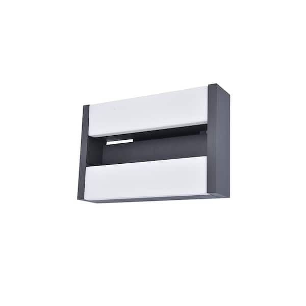 LUTEC 2-Light Dark Grey Outdoor Hardwired Wall Lantern Sconce Integrated LED Non Motion Sensing