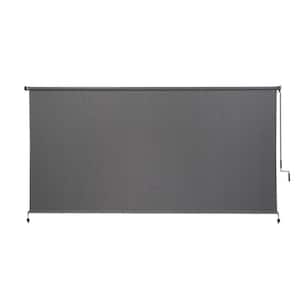 Pewter Cordless UV Blocking Fade Resistant Fabric Exterior Roller Shade 120 in. W x 72 in. L