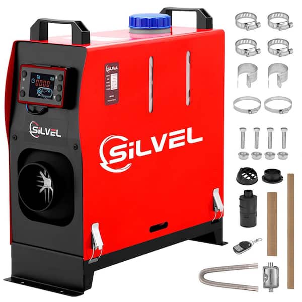 SILVEL 27296 BTU Red 8000-Watt Diesel Air Heater All-In-One Kerosene Diesel Space Heater with LCD Monitor Remote Control