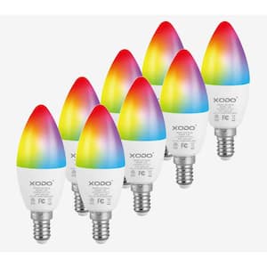 Smart Wi-Fi C37 E12 Dimmable Candelabra Light Bulb 5W (30W Equivalent) 350LM RGB+W LED Multi-Color, LB4 8-Pack