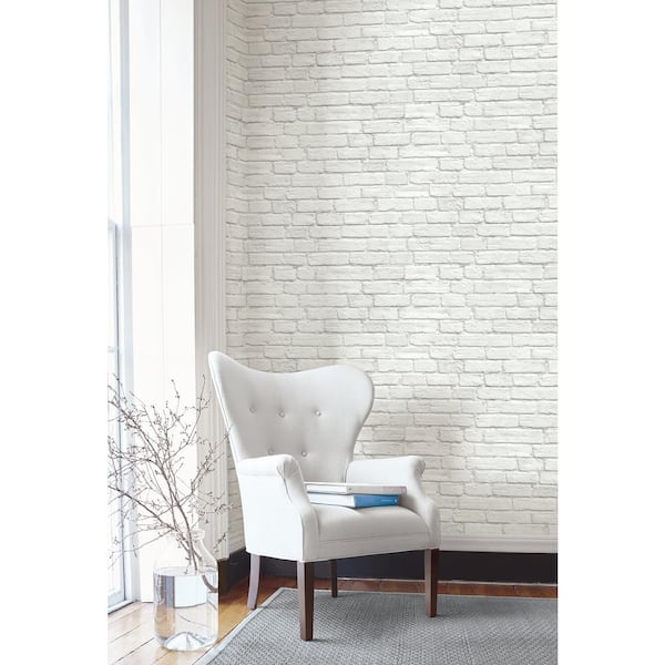 Vintage White Brick Vintage Vinyl Peel & Stick Wallpaper Roll (Covers 30.75 Sq. Ft.)