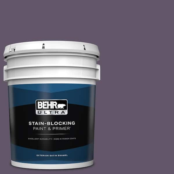 BEHR ULTRA 5 gal. #PPU17-04 Darkest Grape Satin Enamel Exterior Paint & Primer