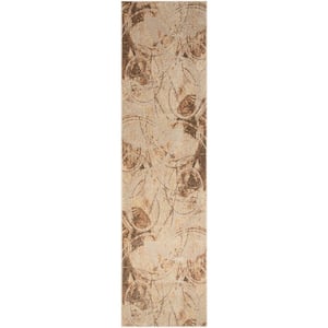 Astra Machine Washable Beige 2 ft. x 8 ft. Abstract Contemporary Runner Area Rug