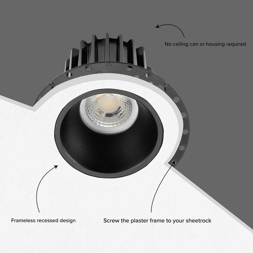 2-Inch Black Aluminum Trimless Recessed LED Downlight