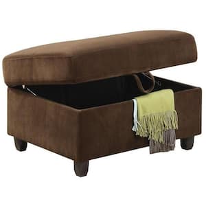 Chocolate Velvet Rectangle Storage Ottoman