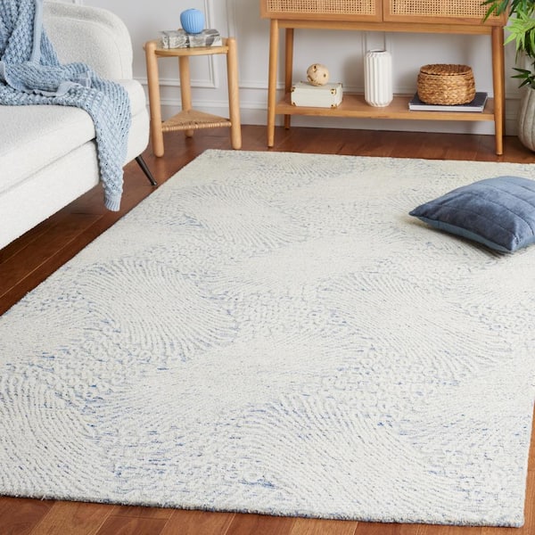 Ebony Blue/Ivory 8 ft. x 10 ft. Floral Area Rug
