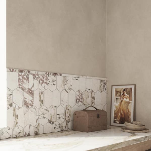Calacatta Viola Multi .75 in. x 12 in. Polished Marble Wall Pencil Tile (1 Linear Foot / Each)