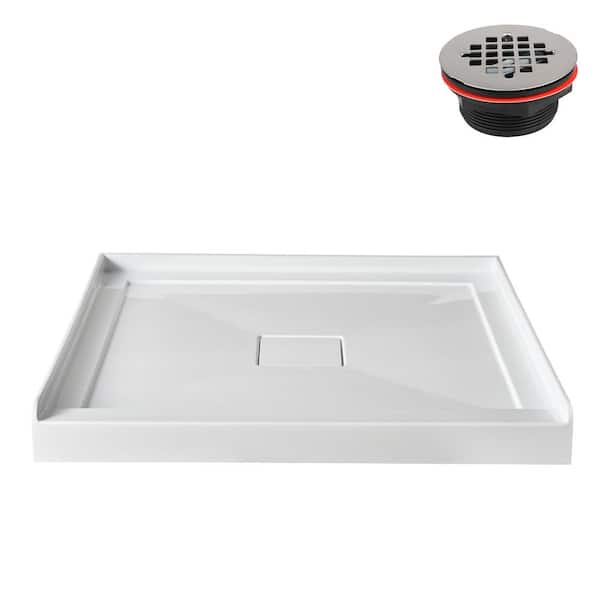 Streamline GB-521-88 36 in. L x 36 in. Alcove Acrylic Shower Pan Base in Glossy White with Center Drain, ABS Drain Included