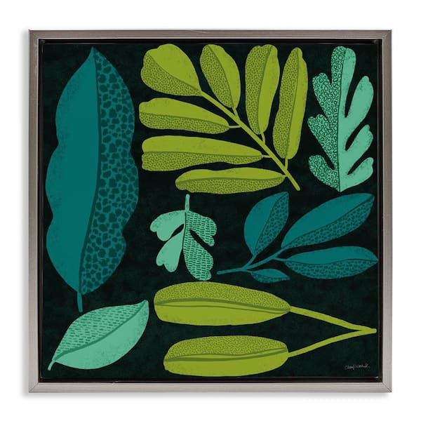 Stupell Industries Plant Toss Collage by Cheryl Warrick Gray Floater Frame Nature Graphic Art Print 25 in. x 25 in.
