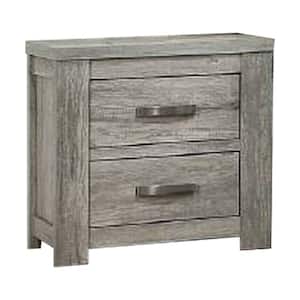 17 in. Gray 2-Drawer Wooden Nightstand