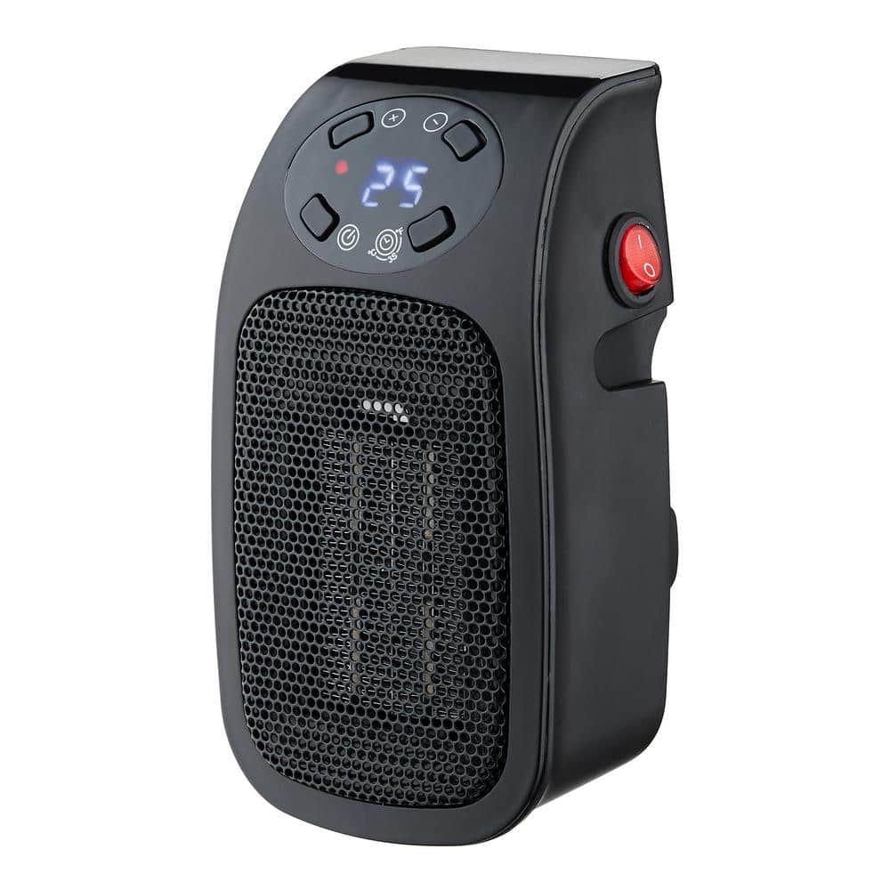 7.87 in Electric Outlet Ceramic Plug-in Space Heater, LCD Digital Screen, U