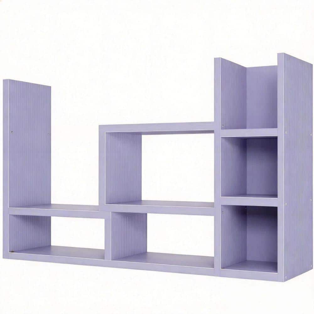 Purple 16.3 in. x 13.8 in. Wooden Desktop Organizer Shelf-Suitable for Desk Organization and Storing Various Accessories