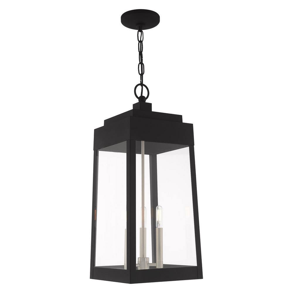 Livex Lighting Oslo 3 Light Black Outdoor Pendant Lantern