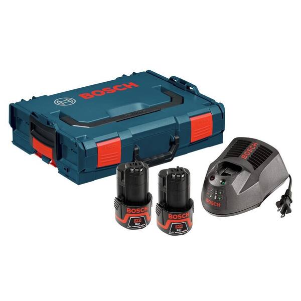 Bosch 12-Volt Lithium-Ion Starter Kit with (2) 2.0 Ah Batteries, Charger, and L-BOXX Carrying Case (4-Piece)