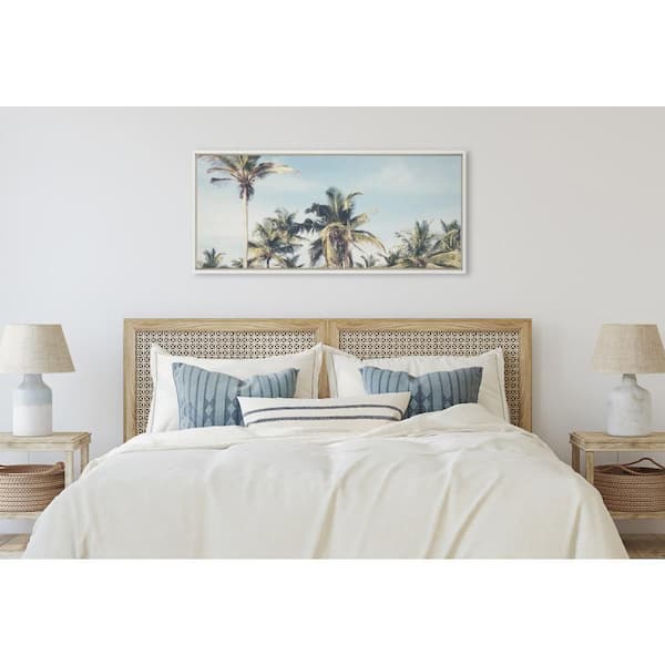 Sylvie "Coastal Coconut Palm Tree Beach" by The Creative Bunch Studio White Framed Art Print 40 in. x 18 in.