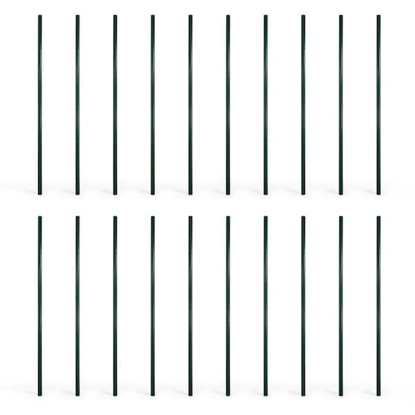 Black Galvanized 1-7/8 in. x 1-7/8 in. x 8 ft. Steel Line Chain Link Fence Post (20-Pack)