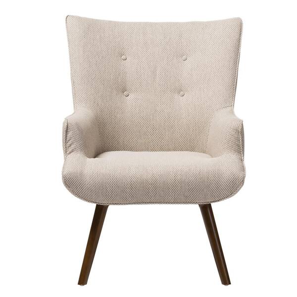 Baxton Studio Nola Mid-Century Beige/Brown Fabric Upholstered Accent Chair