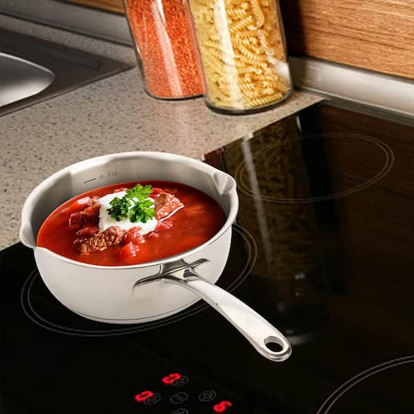 BESTOYARD Mini Stainless Steel Saucepan Butter Warmer Chocolate Melting Pot Milk Pot With Dual Pour Spouts And Handle 125ml BESTOYARD Mini Stainless Steel Saucepan Butter Warmer Chocolate Melting Pot Milk Pot With Dual Pour Spouts And Handle 125ml